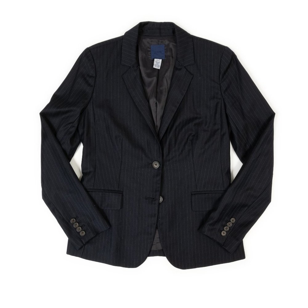 J. Crew Super 120s midnight dark navy pin stripe blazer size 6